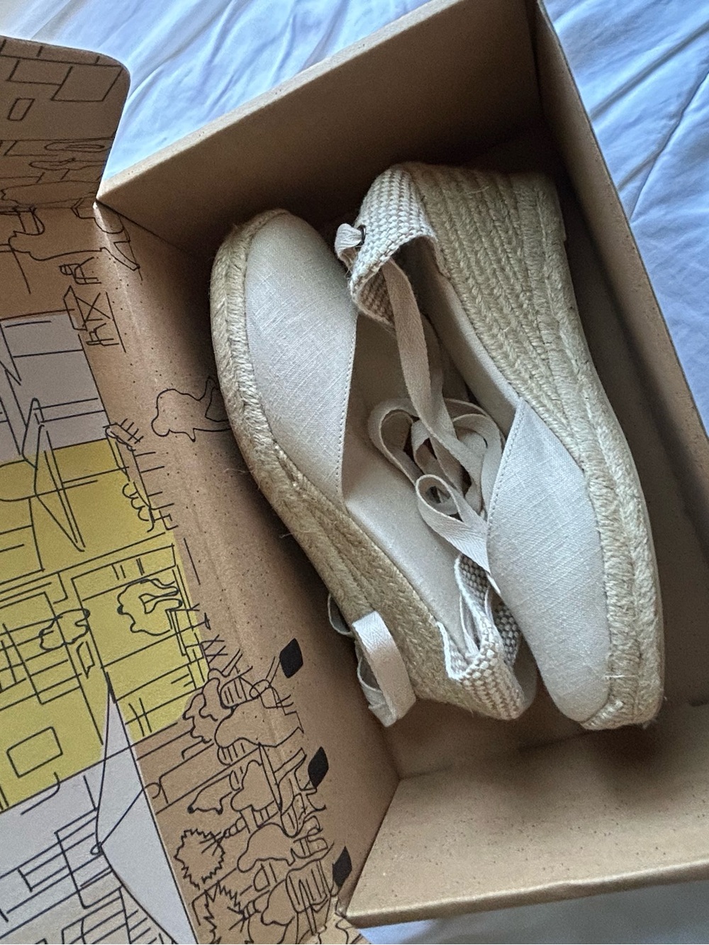Soludos Cream Espadrille Wedge Sandals